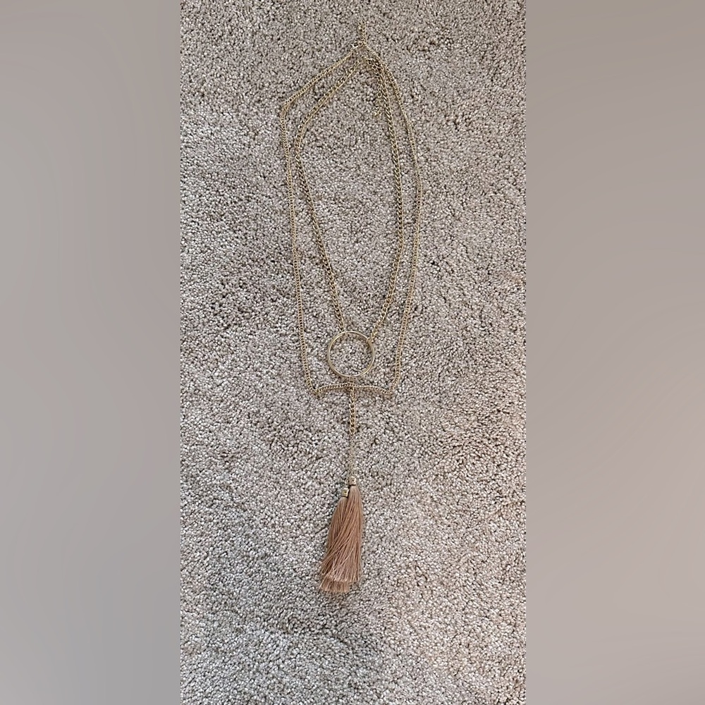 Gold chain (2) necklaces with gold tassels